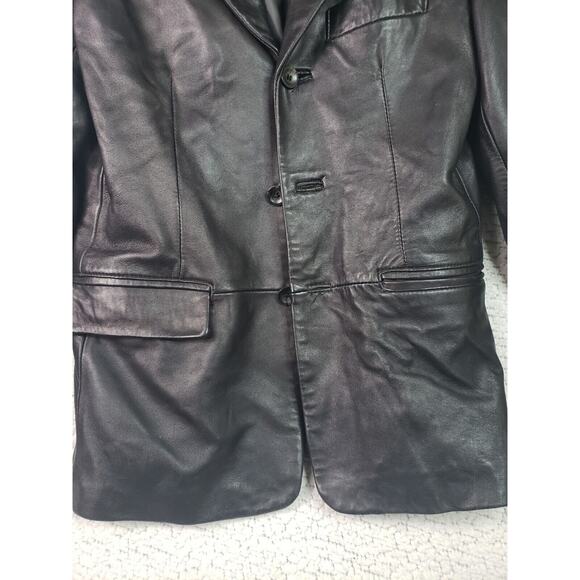 Pronto Uomo Black Leather Jacket M Soft Old Hollywood Luxe-on-Luxe Classic Smart - Picture 3 of 10